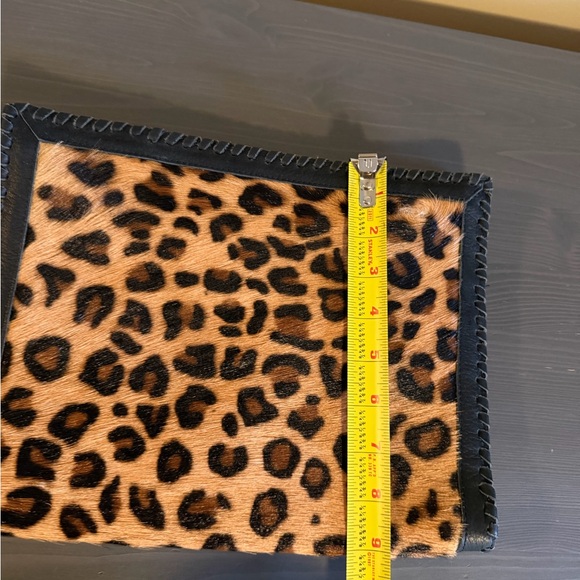 Cleobella Leopard Print Calf Hair Envelope Clutch with Black Leather Trim - Picture 12 of 12